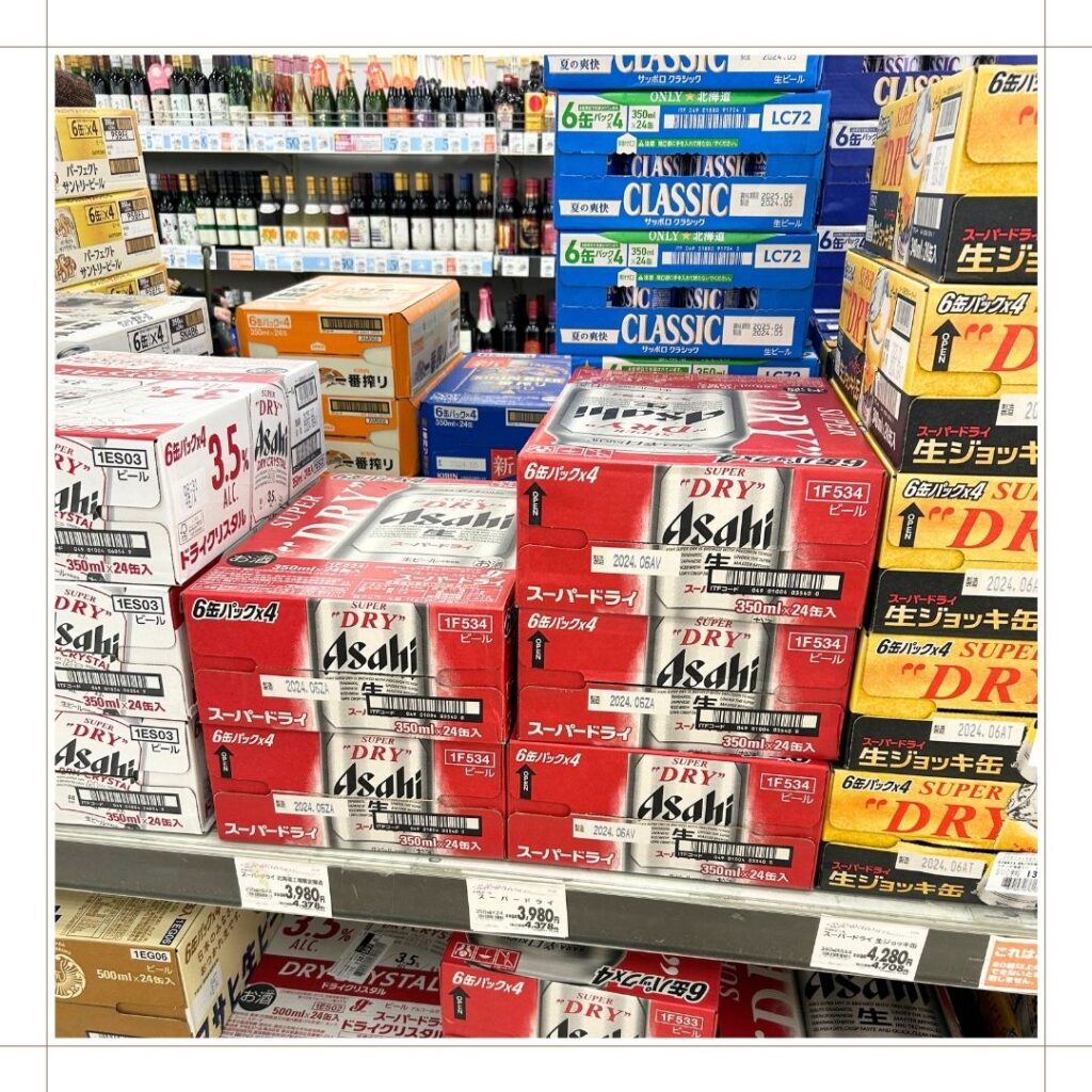 イオン店頭のビールの箱売の様子。