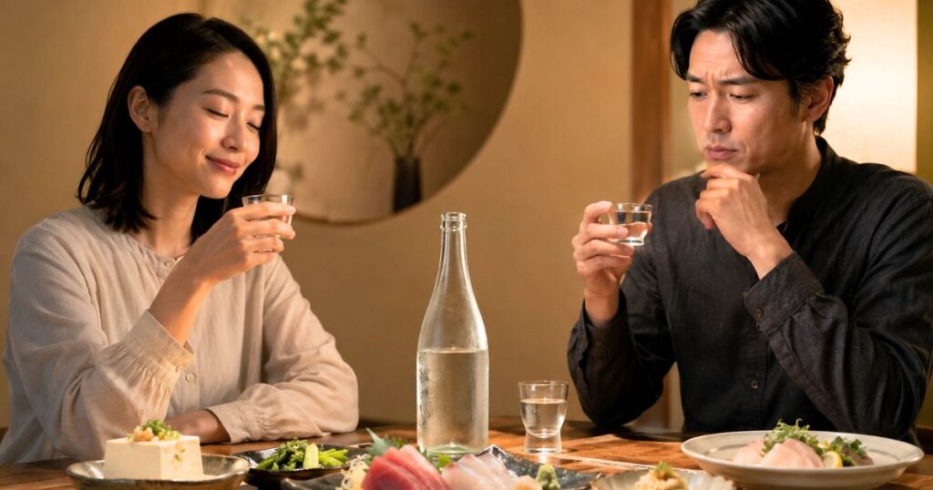 上善如水の味の好みが分かれる様子を表した日本酒のイメージ
