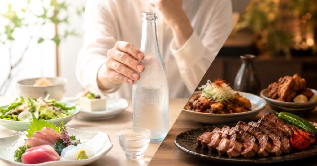上善如水の向き不向きを料理との相性で表した日本酒のイメージ