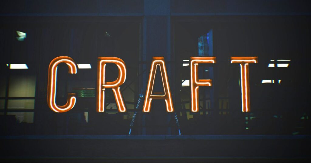 「CRAFT」のネオンサイン。