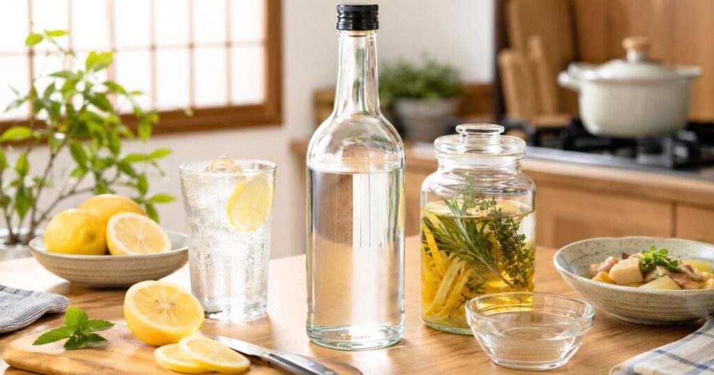 余ったホワイトリカーの活用方法を示すレモンサワーと果実酒と料理