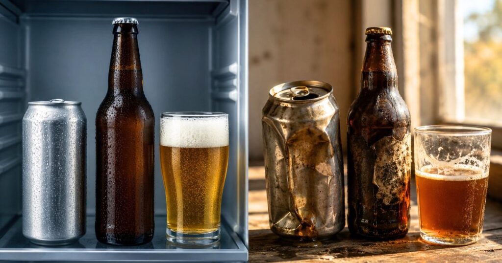 賞味期限切れ1年のビールを飲める状態と飲まない方がよい状態の比較