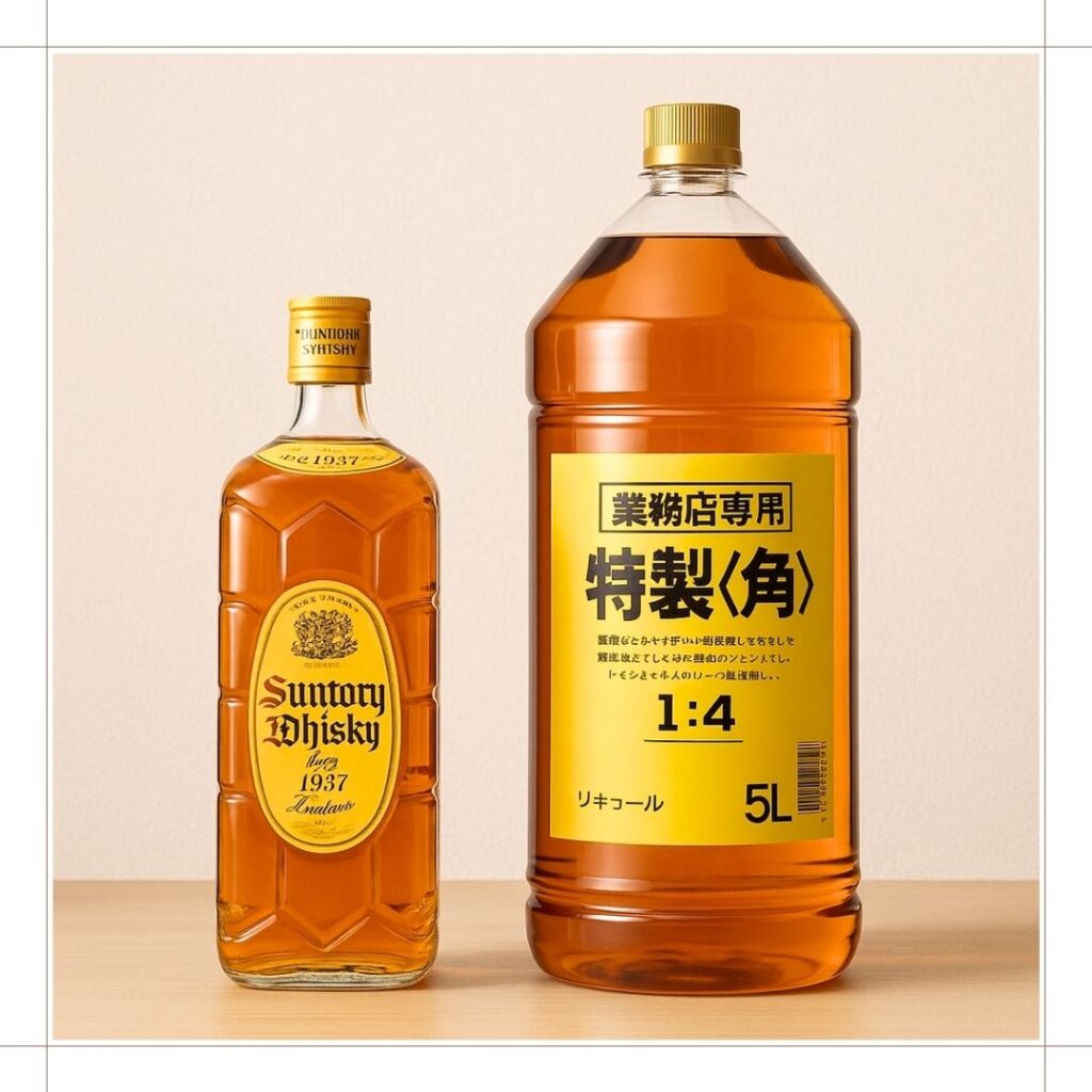角瓶と業務用角の違いを徹底解説！ウイスキーとリキュールの境界とは
